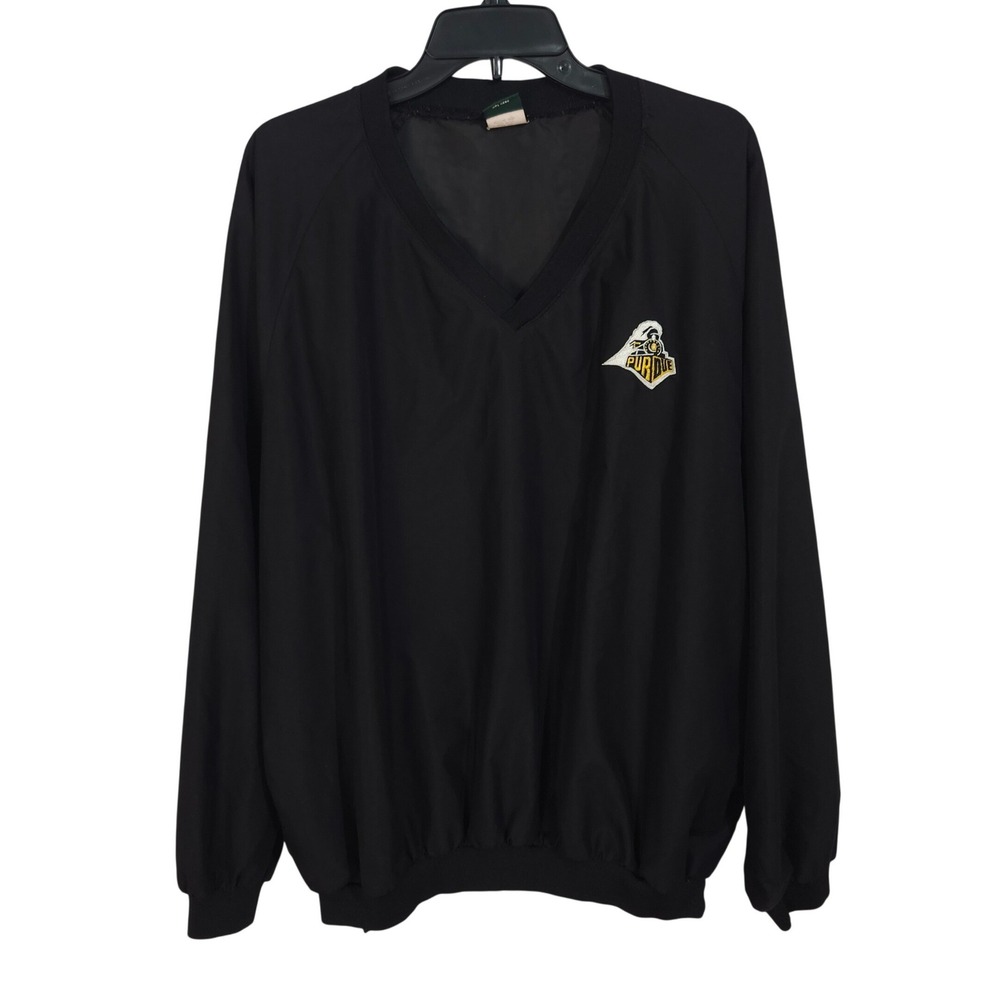 Vintage 90s MV Sport Purdue Boilermakers V-Neck Windshirt Large Black USA Made‎